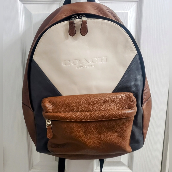 Coach Bags Coach Charlie Leather Large Browncream Backpack Poshmark